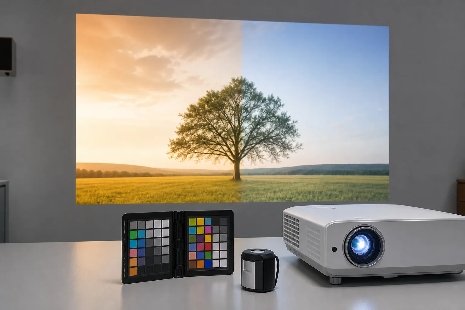 Farben und Weissabgleich auf Leinwand und Projektor richtig einstellen