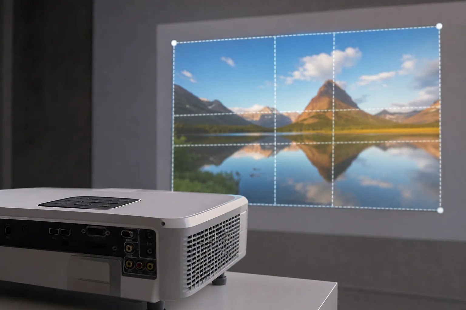 Fokus, Schaerfe und Keystoning fuer perfekte Leinwand-Projektion einstellen
